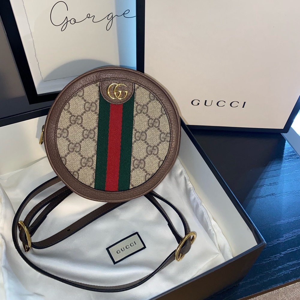 Gucci Ophidia Round GG Coated Mini Backpack